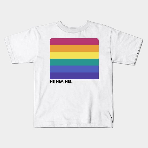 He / Him Pronouns --- Retro Style Design Kids T-Shirt by DankFutura